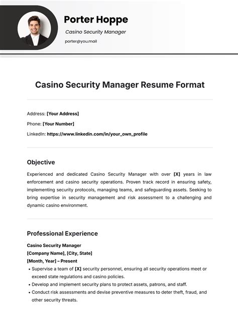 casino security manager resume sample.